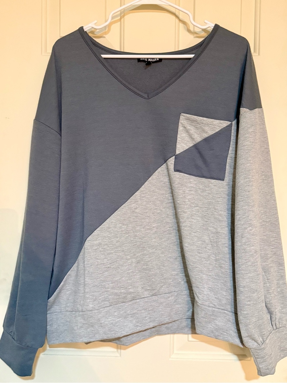 Steve Madden Slate Blue V-Neck Pullover with Pocket
